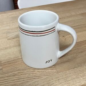 Hearth & Hand JOY holiday White Ceramic Mug with Red and Green Accents